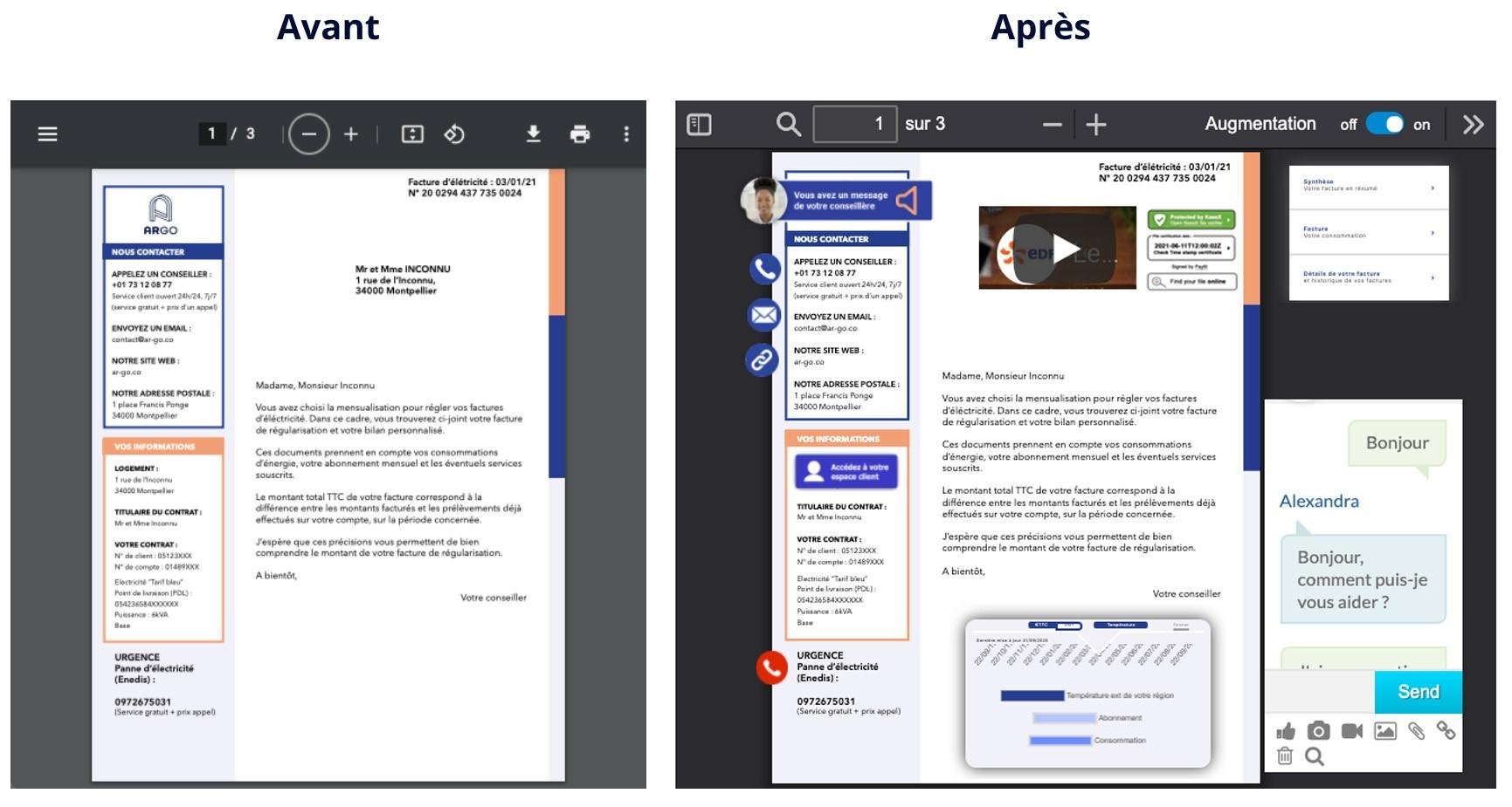 Document augmente avant - après
