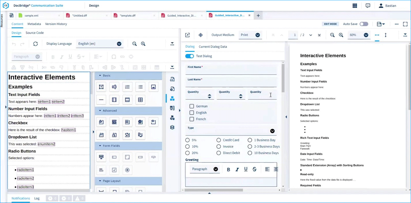 Individuelle personalisiert Kommunikation - Software UI